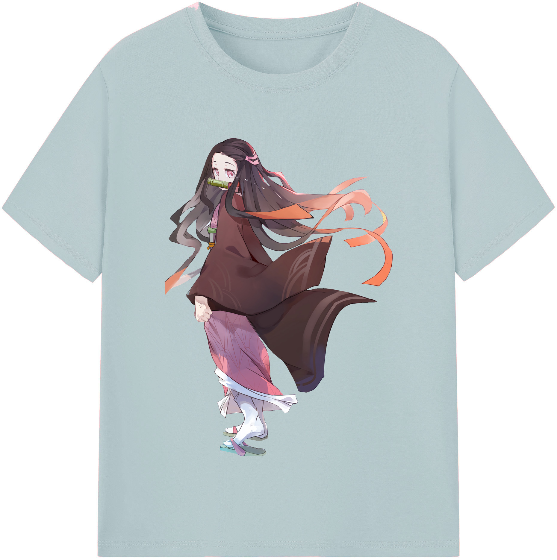 （画像用） 鬼滅の刃（きめつのやいば）竈門 禰󠄀豆子／かまど ねずこ Kamado Nezuko 綿100％半袖Tシャツ（フロントプリント）